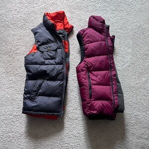 GAP Kids Puffer Vests - Grey and Burgundy